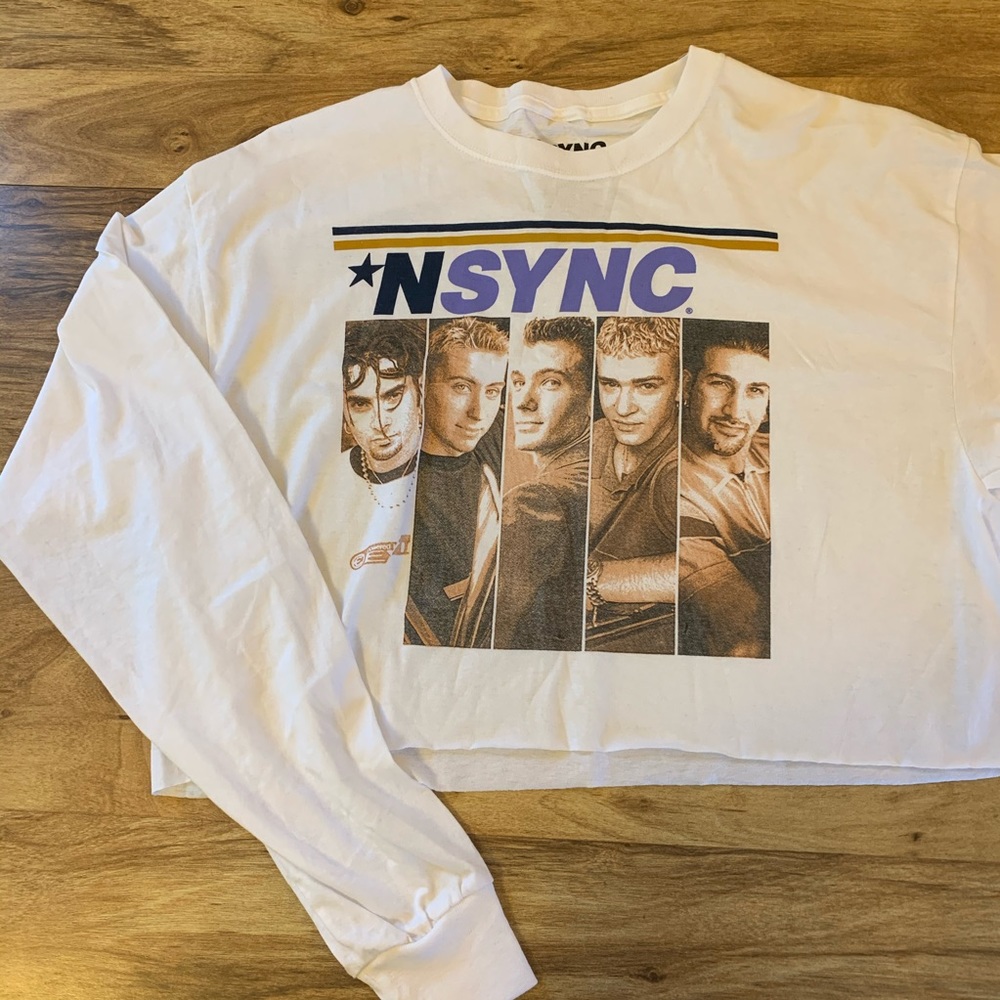 *NSYNC band tee long sleeve cropped shirt NWOT